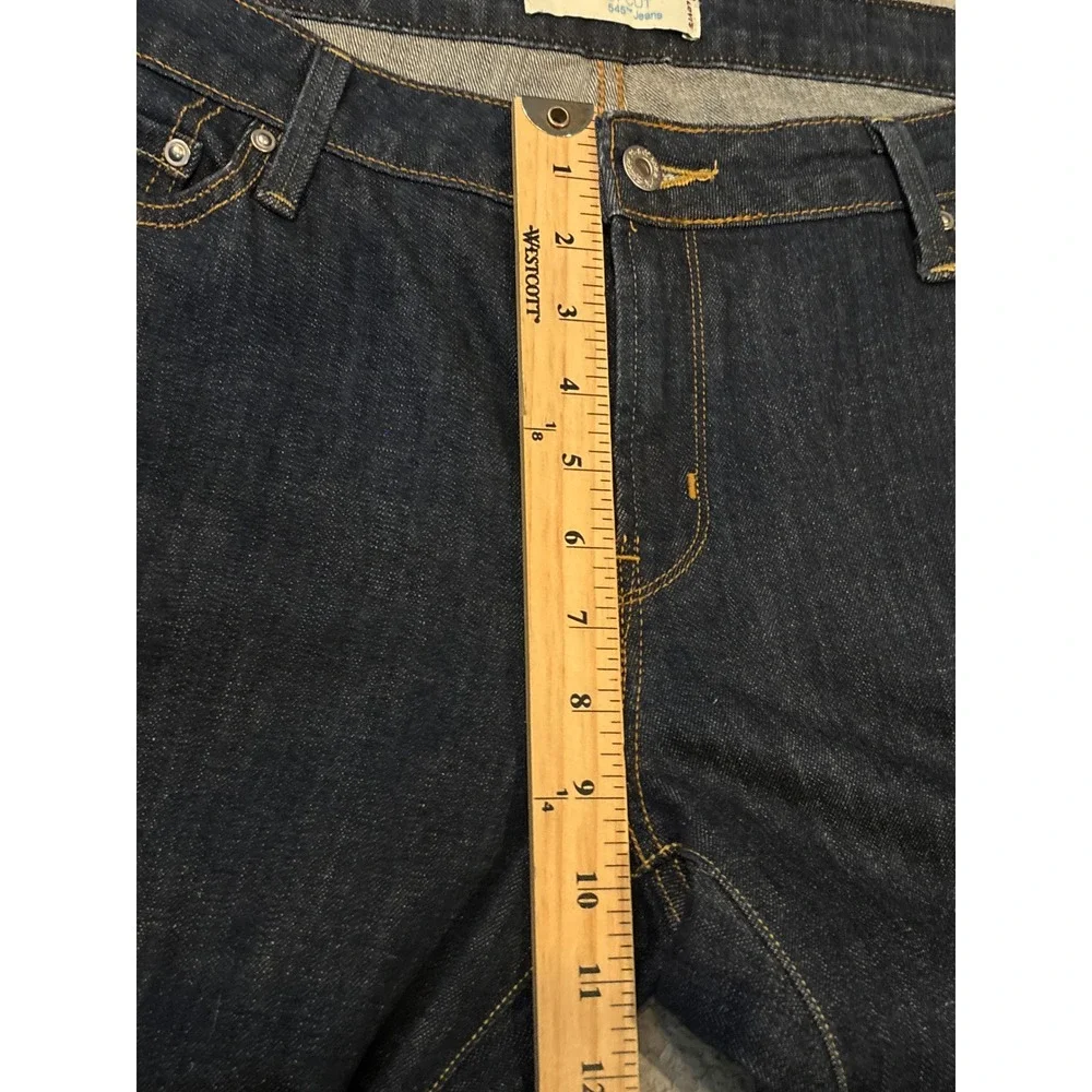 Levis 545 Low Boot Cut Jeans Womens 16 Medium Dark Wash Stretch Denim Blue